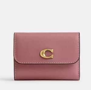 Coach Essential Card Holder Wallet BRASS/PEONY. NEW